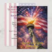 4. Juli Liberty Torch Feuerwerk USA 250. Einladung (Vorne/Hinten)