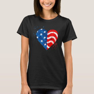 4. Juli Liebe Heart American Freedom USA Flag T-Shirt