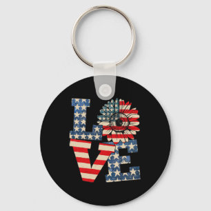 4. Juli Liebe Sonnenblume Patriotische amerikanisc Schlüsselanhänger