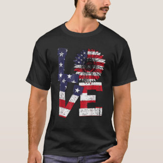 4. Juli Liebe Sonnenblume Patriotische amerikanisc T-Shirt