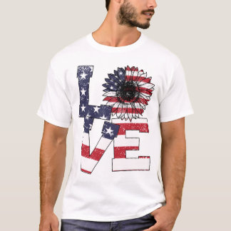 4. Juli Liebe Sonnenblume Patriotische amerikanisc T-Shirt