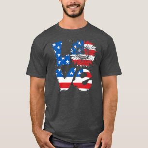 4. Juli Liebe Sonnenblume Patriotischer Amerikaner T-Shirt