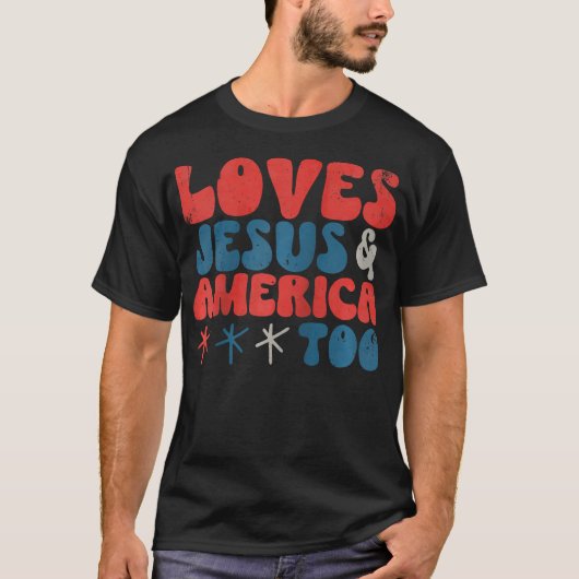 4. Juli Lieben Jesus Christlich und Amerika auch T-Shirt (Vorderseite)