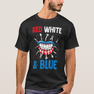 4. Juli Lippen Rot Weiß Und Blau Für Frauen T-Shirt