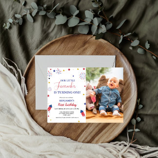 4. Juli Little Firecracker 1. Geburtstag Einladung