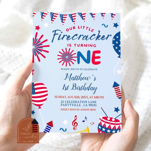 4. Juli Little Firecracker Geburtstag Einladung