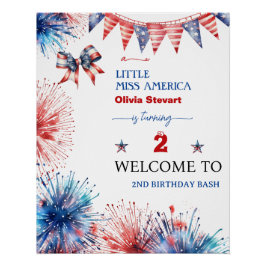 4. Juli Little miss America 2. Geburtstag Willkomm Poster