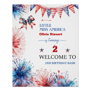 4. Juli Little miss America 2. Geburtstag Willkomm Poster