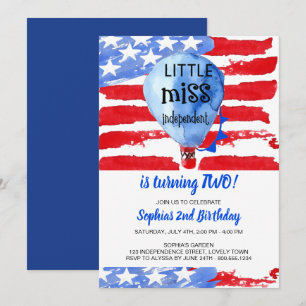 4. Juli Little Miss Independent Geburtstag Einladung