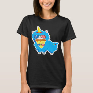 4. Juli Llama Pizza American Flag USA Vierte Kinde T-Shirt