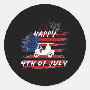 4. Juli Looping Parade Golf Cart Ameri Runder Aufkleber