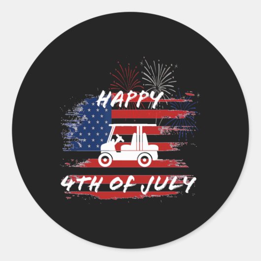 4. Juli Looping Parade Golf Cart Ameri Runder Aufkleber (Vorderseite)
