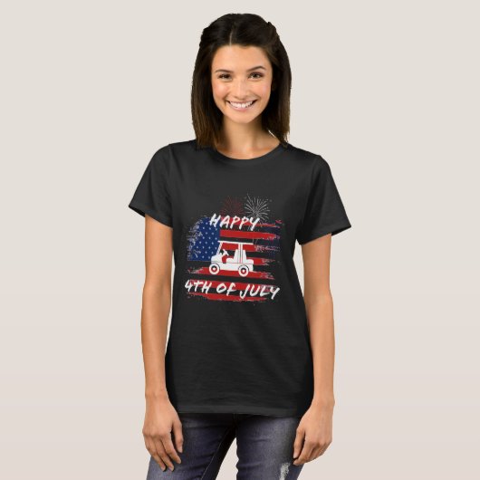 4. Juli Looping Parade Golf Cart Ameri T-Shirt (Vorne ganz)