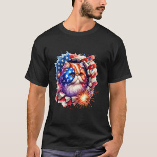 4. Juli Lustige Meowica Perserkatze Kitten Loch T-Shirt