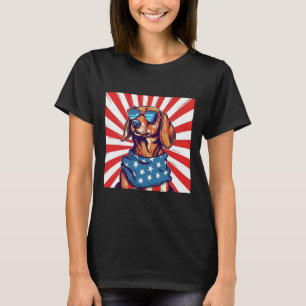 4. Juli Lustiger Dachsund Weiner Dog Weenie USA A T-Shirt