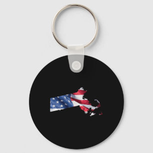 4. Juli Machusetts Staat American Flag Red Whi Schlüsselanhänger
