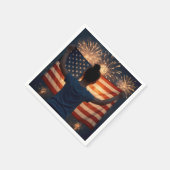 4. Juli Mädchen mit Flagge und Feuerwerk Serviette (Ecke)