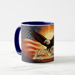 4. Juli – Majestätischer Adler und Feuerwerk-Tribu Tasse