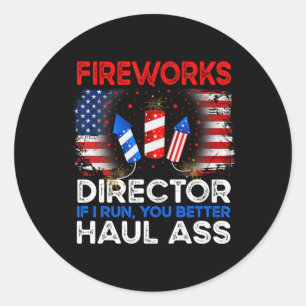 4. Juli Männer Feuerwerk Direktor, wenn ich Sie la Runder Aufkleber