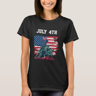 4. Juli Männer US-amerikanische Flaggen Jungs unab T-Shirt