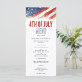 4. Juli Menükarte (Stehend Vorderseite)