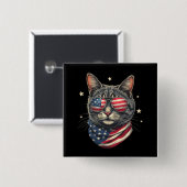 4. Juli Meowica American Flag Cat Button (Vorne & Hinten)