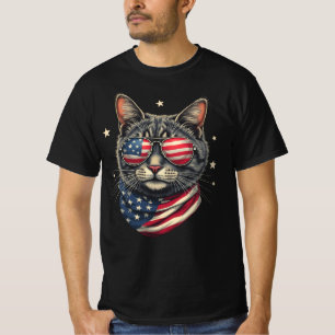 4. Juli Meowica American Flag Cat T-Shirt