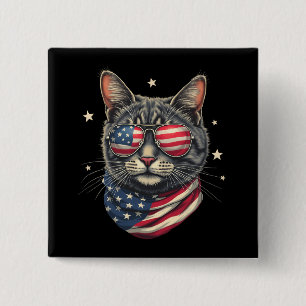 4. Juli Meowica American Flag Katze Button