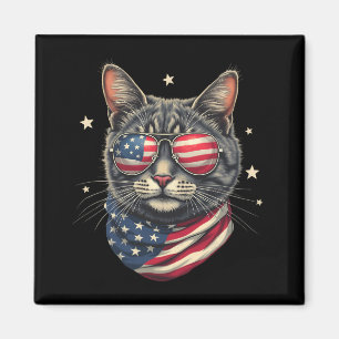 4. Juli Meowica American Flag Katze Magnet