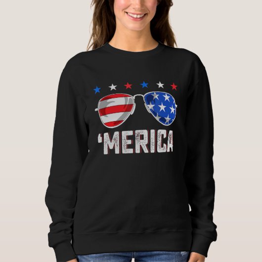 4. Juli Merica American Flag Sonnenbrillen Boys G Sweatshirt (Vorderseite)
