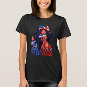 4. Juli Merica Black Women US-Flagge Afro Indepe T-Shirt