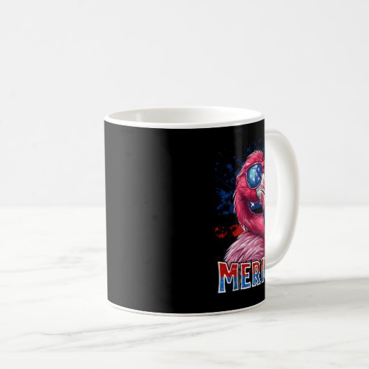 4. Juli Merica Flamingo American Flag Kinder Männe Kaffeetasse (VorderseiteRechts)