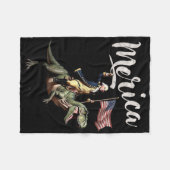 4. Juli Merica George Washington Riding A Dino Fleecedecke (Vorderseite (Horizontal))