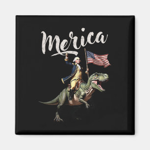 4. Juli Merica George Washington Riding A Dino Magnet