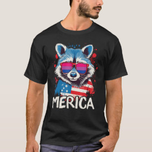 4. Juli Merica Raccoon Bisexuelle Sonnenbrille Fla T-Shirt