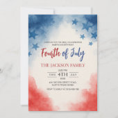 4. Juli Minimalistisches Party Wasserfarbe Einladung (Vorderseite)