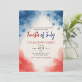 4. Juli Minimalistisches Party Wasserfarbe Einladung (Stehend Vorderseite)