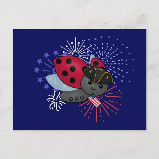 4. Juli Minuteman Ladybug Postkarte (Vorderseite)