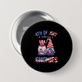4. Juli mit meinen Gnomen Patriotic Gnome Button (Vorne & Hinten)
