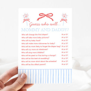 4. Juli Mommy oder Daddy Baby Shower Spiel Hinweiskarte