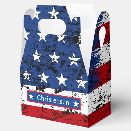 4. Juli Monogram Name Patriotic American Flag Geschenkschachtel (Geöffnet)