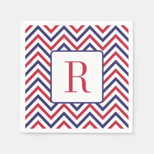 4. Juli Monogram Party Red White and Blue Serviette (Vorderseite)
