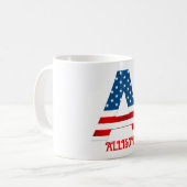 4. Juli Monogramm Personalisierte Kaffee-Tasse Kaffeetasse (Vorderseite Links)