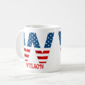 4. Juli Monogramm Personalisierte Kaffee-Tasse Kaffeetasse (Vorderseite Links)
