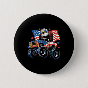 4. Juli Monster Truck Bald Eagle American Flag Button
