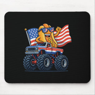 4. Juli Monster Truck Hot Dog American Flag Mousepad