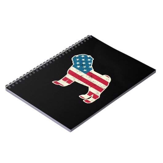 4. Juli Mops Hund American Flag USA Notizblock (Linke Seite)