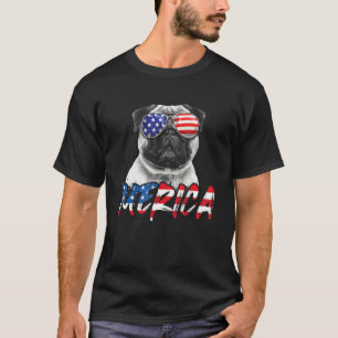 4. Juli Mops Hund Merica Amerikanische Flagge Patr T-Shirt