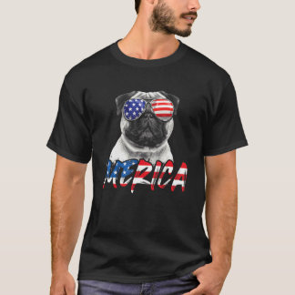 4. Juli Mops Hund Merica Amerikanische Flagge Patr T-Shirt