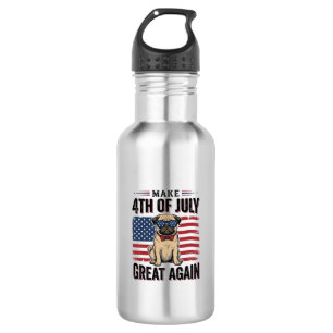 4. Juli Mops Patriotisches Vintage-Shirt-Design_1 Edelstahlflasche